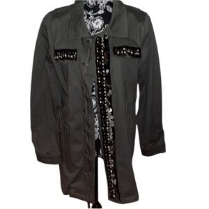 Sweet Rain Large army green 3/4 jacket embellished zipper & snaps